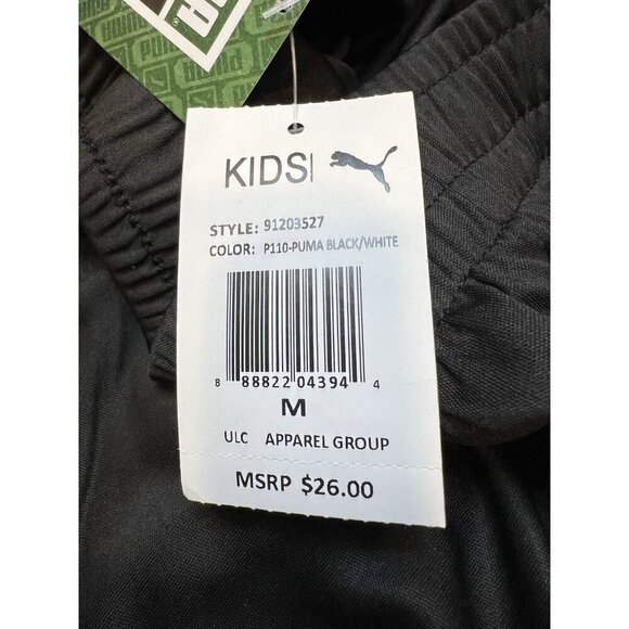 Puma Boy’s Shorts Medium Black White Above Knee Length Pockets Elastic Waist - Picture 4 of 5